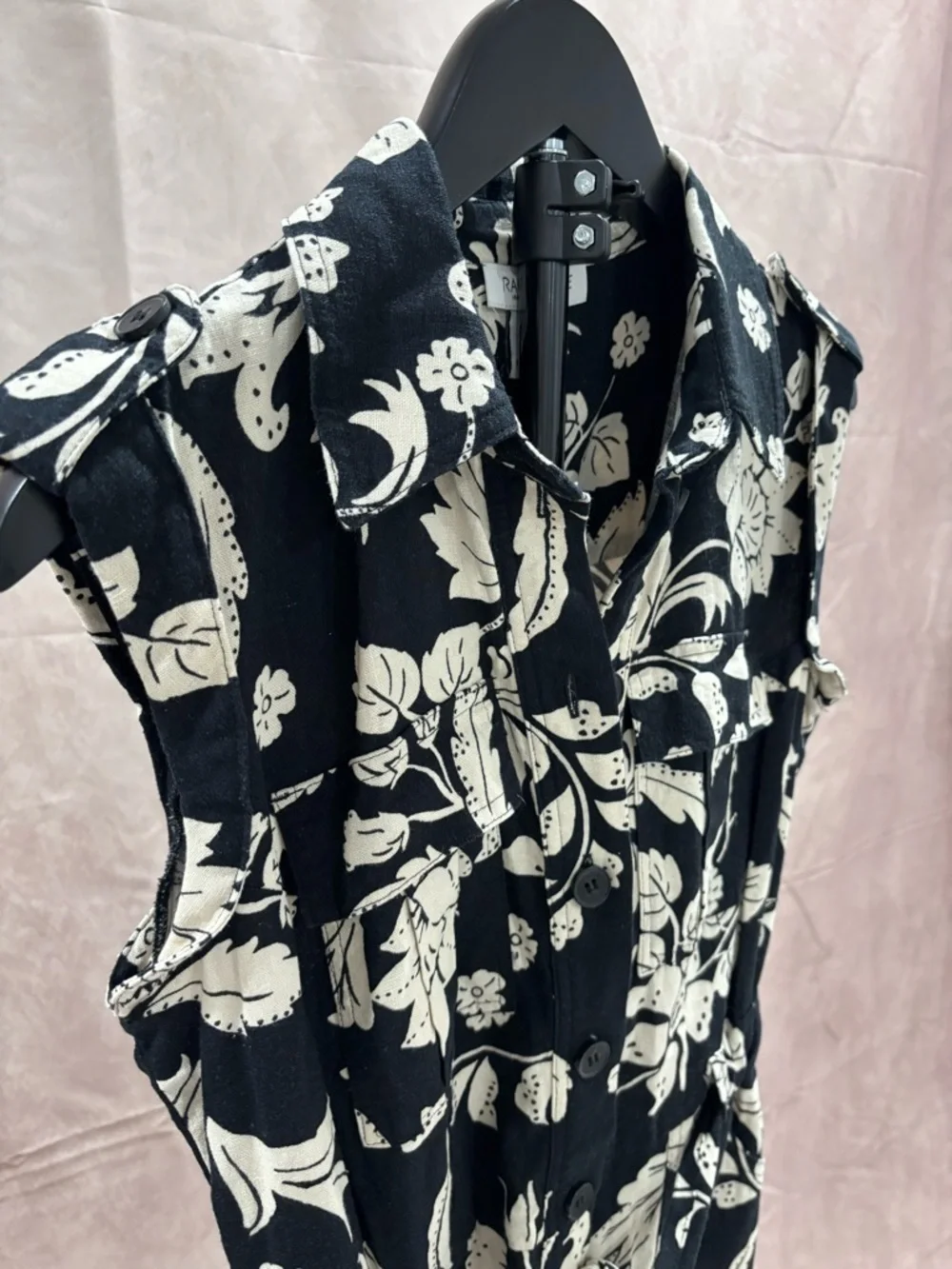 Rachel Zoe Black and White Floral Button Romper - Picture 5 of 5